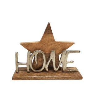 Étoile décorative personnalisée en aluminium argenté et bois avec base, nouveau design, décoration de Noël et de table, vente en gros - Product Image 4