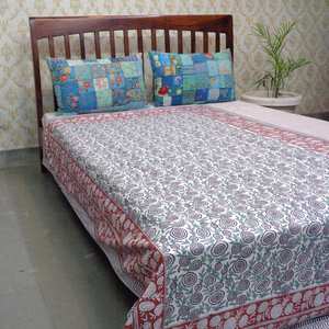 Manta refrescante de algodón orgánico con estampado de bloques de mano Dohar de tamaño doble de gasa fresca del fabricante indio a la venta - Product Image 4