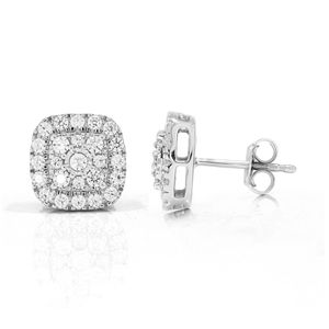 Round Diamond Plate <b>Set</b> <b>Stud</b> <b>Earrings</b> - Product Image 1