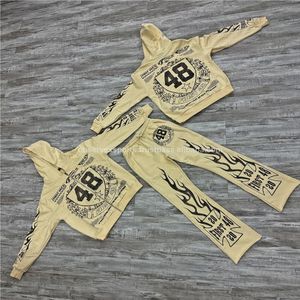 Conjunto de sudaderas con capucha para hombre con cremallera extragrande, ropa de calle de algodón con diseño de serigrafía personalizada Boxy Sun Fade Wash - Product Image 1