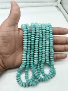 ลูกปัดอะเมโซไนต์ทรงรอนเดลล์เจียระไนแบบเยอรมัน สวยงาม ขนาด 8-10 มม. ลูกปัดพลอยอะเมโซไนต์ธรรมชาติสำหรับทำเครื่องประดับ - Product Image 3