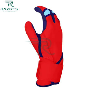 Razorts International Baseball Batting <b>Gloves</b> Leather Durable Breathable Adult Training Size L <b>Red</b> - Product Image 3