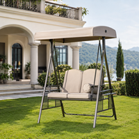Fauteuil balançoire d'extérieur 2 places de qualité professionnelle FLD5023 avec structure en fer et auvent en polyester pour hôtel, complexe hôtelier et jardin