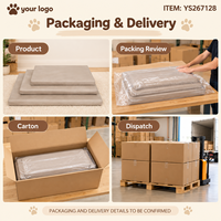 Matelas pour chien Yangyangpet en tissu aspect daim beige rectangulaire en mousse à mémoire de forme haute densité