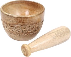Molinillo de mortero y Maja de madera/Picador para hierbas para prensa de ajo molinillo de café triturador de especias de hierbas trituradora de jengibre especias - Product Image 3