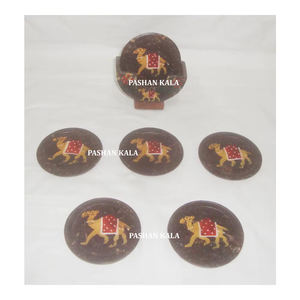 Ensemble de sous-verres à thé en pierre ollaire naturelle faits à la main de forme ronde avec motif de chameau pour la décoration de la maison et de l'hôtel au meilleur prix - Product Image 1