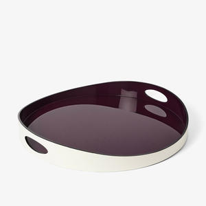 ถาดเสิร์ฟเคลือบแฮนด์เมดยอดนิยมร่วมสมัยตกแต่งสีแบบกําหนดเองถาดเสิร์ฟเคลือบทรงกลมพร้อมที่จับผลิตในเวียดนาม - Product Image 2