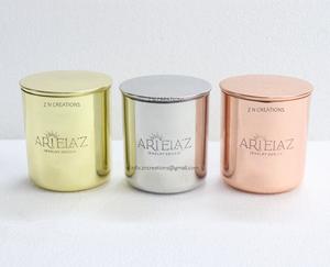 Conteneur à bougies fait à la main avec logo personnalisé Pots à bougies en cuivre or rose avec fabricant de pots parfumés en acier inoxydable à la cire de soja en métal - Product Image 3