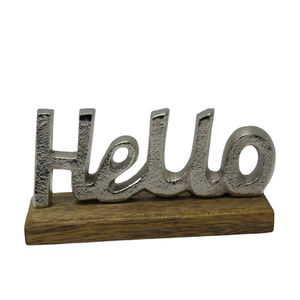 Nouveau renne décoratif avec base en bois aluminium et bois nickel brut et décoration de bureau de couleur naturelle - Product Image 3