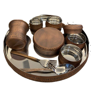 Restaurante Boda india y uso festivo Vajilla étnica de bronce Kansa Juego de platos de comedor Ayurvédico tradicional para Cocina - Product Image 2