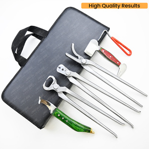Luxury Farrier Tools Kit Horse Shoe <b>Nail</b> <b>Puller</b>, Alligator Hoof Clincher, Equine Hoof Pick Pvc Handle Hoof Knife Curved Blade - Product Image 5