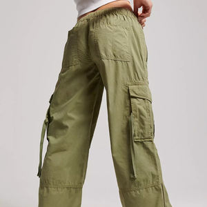 Streetwear élégant pantalon Cargo taille haute pantalon décontracté ample personnalisé pantalon Cargo jambe droite pour les femmes - Product Image 5