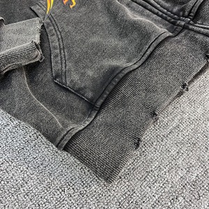 Sweats à capuche zippés personnalisés éponge française lavage à l'acide soleil fané sweats à capuche pour hommes unisexe haute qualité sérigraphie Street Wear sweats à capuche - Product Image 4