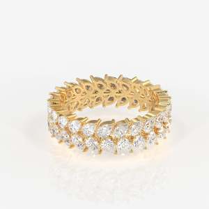 Sterling <b>Silver</b> Pear Cut Moissanite Diamond <b>Eternity</b> Band <b>Ring</b> - Product Image 1
