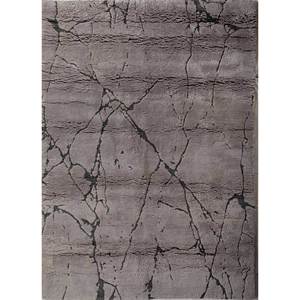 Alfombra de Lana Anudada a Mano Ra-5017 con Patrón Abstracto Gris y Negro para Sala de Estar, Pasillo, Entrada, Rectangular Tipo Rompecabezas para Adolescentes - Product Image 1