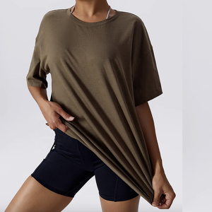 Top ample respirant vêtements de fitness vêtements pour femmes vêtements de yoga respirants coton femmes T-shirt T-shirts pour femmes du Pakistan - Product Image 5