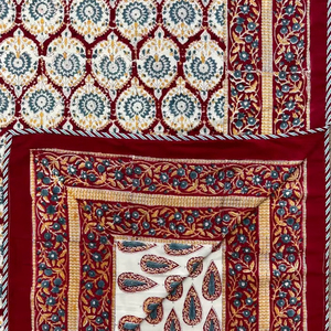 Lit simple en coton doux fabriqué à la main de Jaipur Dohar Artisan Made Traditional Hand Block Printed 100% Cotton Reversible Dohar - Product Image 1