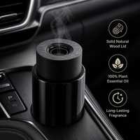 Diffuseur d'arômes de luxe pour voiture, couvercle en bois naturel massif, flacon en verre brillant, réutilisable, parfum longue durée pour voiture et maison