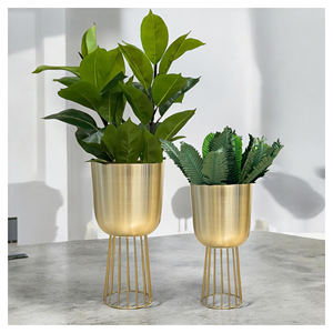 Jardinières en métal doré de qualité supérieure avec support en fer élégant pour affichage de fleurs intérieur extérieur maison jardin salon balcon décor - Product Image 4