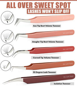 Pince à épiler pour extensions de cils à pointe en fibre, courbée à 90 degrés, classique, couleur nude, outil d'application individuelle pour isolation des cils - Vente chaude - Product Image 6