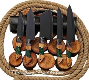 Juego de Cuchillos de Cocina Profesionales de Acero Forjado a Mano con Recubrimiento en Polvo, Hoja de Damasco, Venta Caliente - Product Image 4