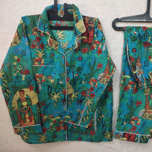 Ropa de dormir de verano para mujer, traje de noche, conjunto de pijama de dama de honor de algodón 100%, Camisa larga con estampado Floral y pijama cómodo - Product Image 1