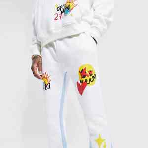 2025 fabricant de gros imprimé personnalisé hommes survêtement empilé à capuche manches longues avec logo avant prix raisonnable ensemble délavé - Product Image 5