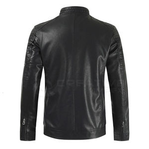 Chaqueta de Cuero de Alta Calidad para Hombre, Elegante, Ajustada, Transpirable, de Secado Rápido, con Cuello Alto, Estilo Vintage, para Invierno, Servicio OEM - Product Image 5