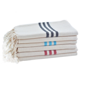 Indian Supplier Extra Soft Highly Absorbent <b>Cream</b> Striped Organic Cotton Yarn Dyed 380gsm Tea Towel With Fringe Gots Certificate - Product Image 1