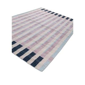 Checkers Grey Black <b>Flat</b> Weaves <b>Wool</b> Rugs Adwl-13138(Cs-01) Striped Hallway Rectangle Abstract Kilim for Home Jute Rug for Room - Product Image 2