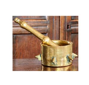 Brass Mortar and Pestle Wooden Handle Brass Base Pestle and Round Antique Brass Mortar Pestle - Product Image 4