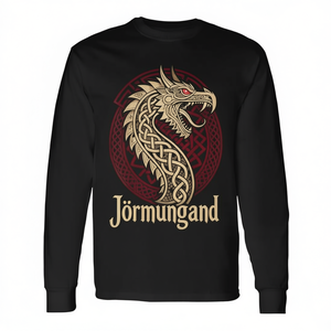Maglietta a maniche lunghe Jrmungandr con serpente drago della mitologia celtica norrena - Product Image 2