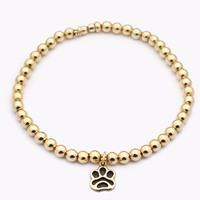 Bracelet personnalisé de patte de chien en argent sterling 925 doré