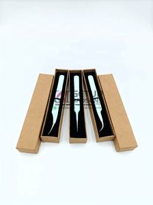 Pince à épiler professionnelle de haute qualité, durable, en acier inoxydable, à pointe droite et incurvée, avec revêtement en poudre Seaglass, pour extensions de cils - Product Image 4