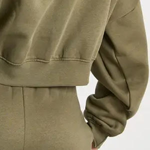 Fabricante de Sudaderas de Color Sólido / Diseño con Cierre de Cremallera para Mujer, Suministro al por Mayor, Mangas Completas, Logotipo Personalizable, Diseño de Sudadera Corta - Product Image 6