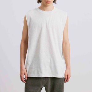 Nouveau Logo personnalisé vêtements de sport d'été ajustement 100% coton coupe chemise couleur unie sans manches hommes - Product Image 3