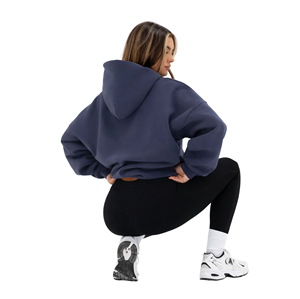 Sudadera Extra Grande para Mujer, 50% Algodón, 50% Poliéster, Color Azul Marino, Estilo Urbano, Hombros Caídos, Corte Holgado, Moda de Invierno - Product Image 4