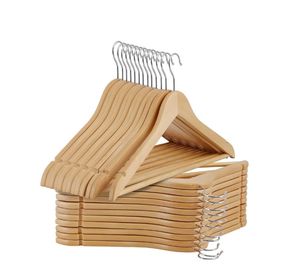 Cintres en bois massif faits à la main, cintres en bois massif, cintres en bois lisses pour cintre de placard pour vêtements - Product Image 1