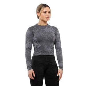 Camiseta Deportiva de Manga Larga para Mujer, Diseño Moderno, Lavado Ácido, Material de Poliéster y Algodón, Cuello Redondo, para Entrenamiento en el Gimnasio - Product Image 5