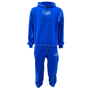 Conjunto de Sudadera con Capucha de Algodón Personalizada con Logotipo Bordado, Costura en Contraste, Chándal Deportivo Informal para Hombre - Product Image 1