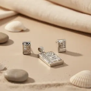 Juego de Pendientes Colgantes de Plata para Mujer con Baño de Oro, Acero Inoxidable y Latón, Piedra de Circonio, Joyería Nupcial, Regalo - Product Image 1