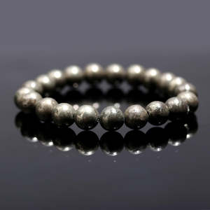 Grade 8 mm High Quality Genuine Pyrite <b>Beads</b> <b>Bracelet</b> 7 Inches Round Ball Shape Natural - Product Image 3