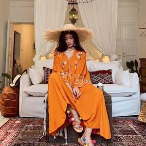 فستان نسائي طويل صيفي جديد موديل 2022, فستان نسائي طويل صيفي مطرز مناسب للأمسيات والعطلات