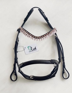 Cómoda brida anatómica para montar a caballo de cuero genuino con diamantes de imitación Crystal Bling Essential Horse Products - Product Image 3