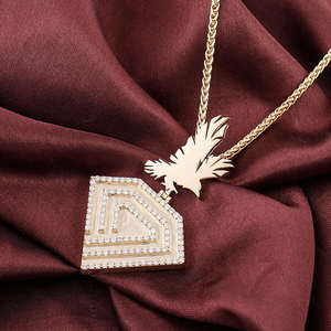 Collier pendentif hip-hop pour homme en argent 925 plaqué or 14 carats avec moissanite ronde taille brillant sur le thème de l'aigle, cadeau pour lui - Product Image 5