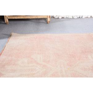 Handmade Vintage <b>Pink</b> <b>Wool</b> Rug 3.9 X 7.6ft Turkish Patchwork Design for Teen Living Room Rectangle Hallway Pattern Latex Backing - Product Image 2