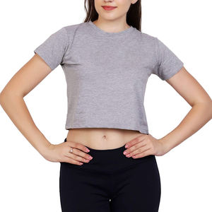 Nouveaux vêtements pour femmes, T-shirts en coton tricotés respirants pour femmes, manches courtes, décontractés, taille Plus, sport, Tops courts pour femmes - Product Image 3