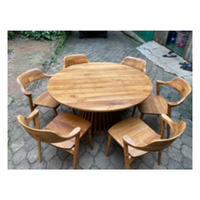 Ensemble de salle à manger de restaurant de cuisine minimaliste ensemble de tables rondes et de 6 chaises ensemble de salle à manger haut en bois naturel pour la maison
