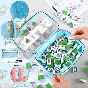 Borsa portaoggetti vuota in poliestere stile americano per Mahjong, antipolvere e impermeabile, custodia da viaggio per gli amanti dei giochi (Azzurro) - Product Image 3