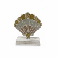 Ornement de Noël Art Déco en bois blanc patiné, fait main et perlé, pour table, mini-panneau en bois, lot de 4, couleur personnalisable